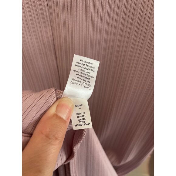 Nine West Long Sleeve Knit Dress Ribbed Twist Front Blush Pink Grape Sz M - Picture 8 of 13